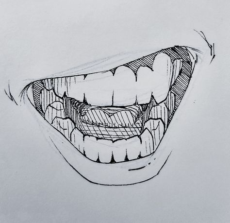 Stylized Anime, Anime Mouth, Anime Mouths, Sharp Teeth, Drawings Simple, Art Drawings Simple, Art Inspo, Art Drawings, Drawings