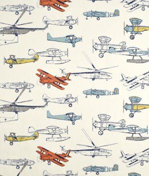 Premier Prints Drapery Fabric | OnlineFabricStore.net Airplane Fabric, Premier Prints, Prints Vintage, Kids Curtains, Vintage Airplanes, Beautiful Curtains, Vintage Air, Cotton Curtains, Vintage Aircraft