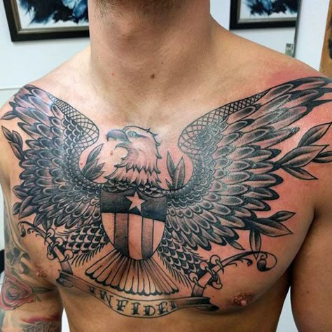 90 Bald Eagle Tattoo Designs For Men - Ideas That Soar High We The People Chest Tattoo, Bald Eagle Chest Tattoo Men, Patriotic Chest Tattoo Men, Army Eagle Tattoo, American Traditional Eagle Chest Tattoo, American Chest Tattoo, Eagle Back Tattoo Men, Eagle Chest Tattoo Men, Eagle Tattoo Chest