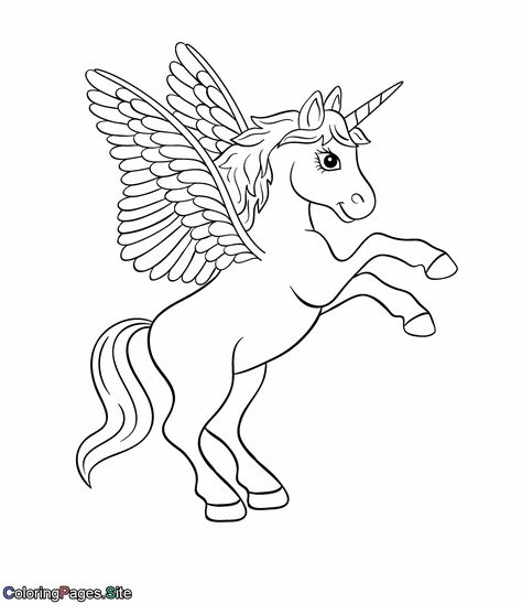 Online coloring page of a unicorn with wings. Enjoy a wonderful and interactive experience. Share your page with friends and family. Unicorn Pictures To Color, Unicorn Wings, Unicorn Drawing, Wings Drawing, Unicorn Coloring, Unicorn Pictures, Bear Coloring Pages, Horse Coloring Pages, Unicorn Colors