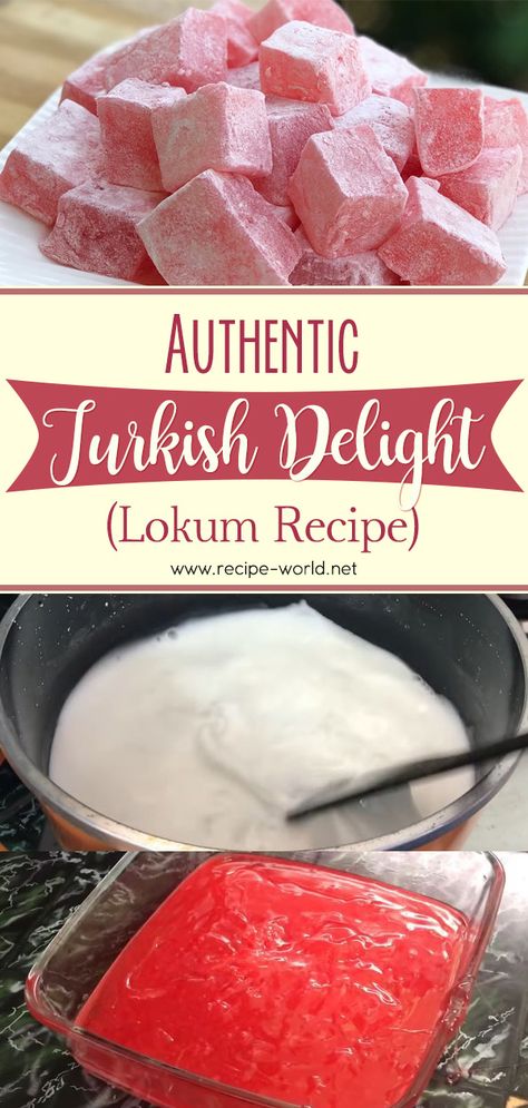 Recipe World Authentic Turkish Delight Recipe | Lokum Recipe - Recipe World Homemade Turkish Delight, Lokum Recipe, Turkish Delight Recipe, Turkish Sweets, Yorkshire Pudding Recipes, Turkish Desserts, Best Sweets, Homemade Sweets, Candy Recipes Homemade