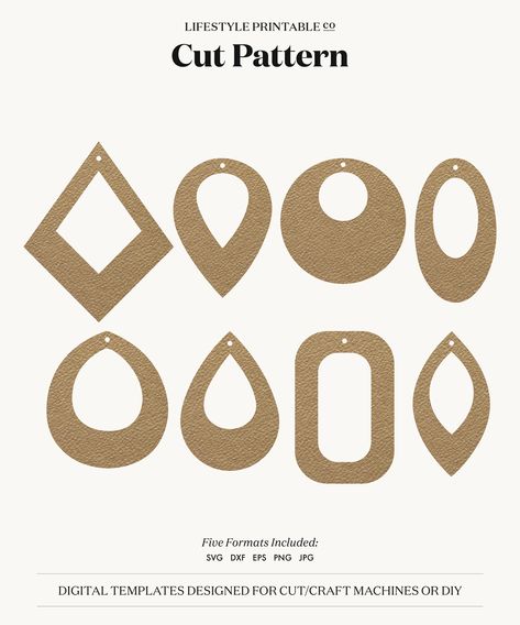 Earring Shapes Svg, Faux Leather Earrings Template Free, Earring Template Svg Free, Leather Earrings Template, Leather Earring Template, Earrings Shapes, Svg Earring, Jewelry Template, Earring Template