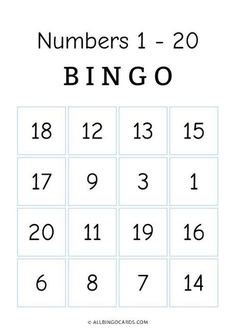 Download or create your own printable 1 - 20 number bingo cards. Use this bingo card generator to create custom bingo cards and games. Bingo Numbers 1-20 Free Printable, Abc Bingo Cards Free Printable, Number Bingo 1-20 Free Printable, Kindergarten Bingo Free Printable, Kids Bingo Printable Free, Printable Bingo Cards Free, Number Bingo, Bingo Cards Printable Templates, Abc Bingo