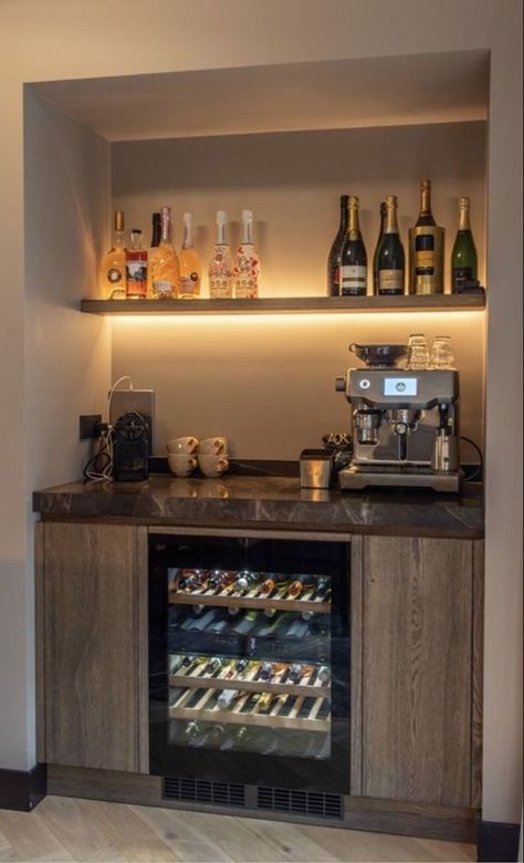 Corner Bar Ideas For Home, Corner Bar Ideas, Small Bars For Home, Home Bar Cabinet, Coffee Bar Station, Corner Bar, Home Bar Rooms, Modern Home Bar, Coffee Bar Design