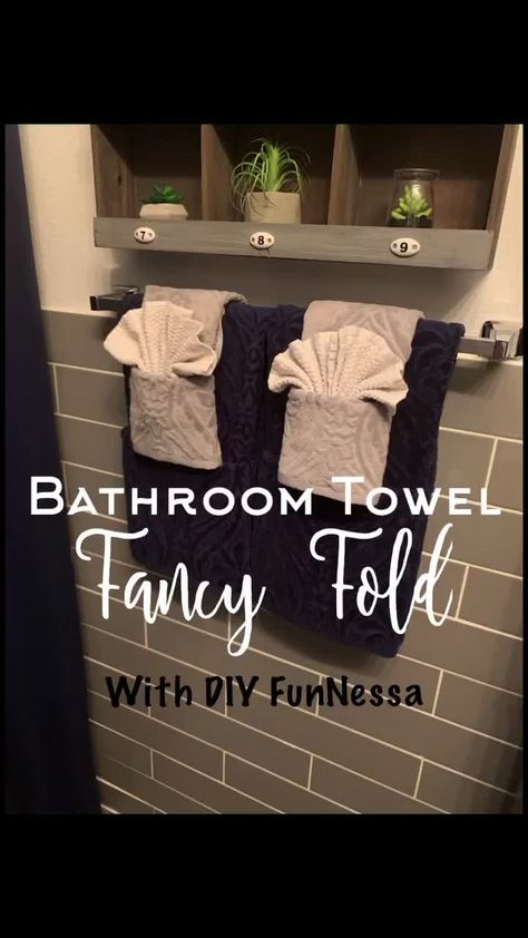 Bath Towels Decor, Bath Towel Designs Ideas, How To Fold Fancy Bathroom Towels, Decorative Bath Towels Hanging, Small Bathroom Hanging Towels, Bathroom Display Towels, Decorative Folding Towels, Washcloth Holder Bathroom, Decorative Ways To Fold Bathroom Towels