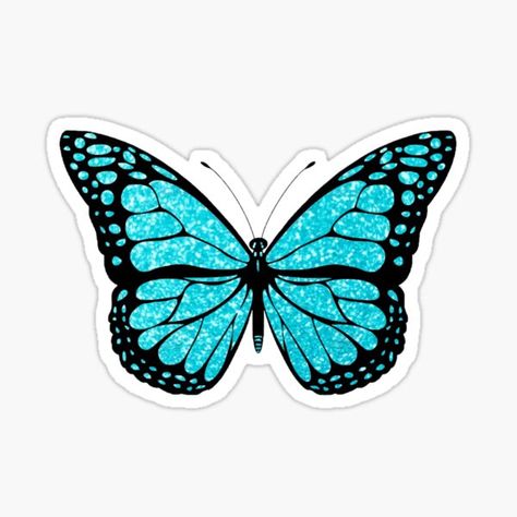 "Blue glitter butterfly" Sticker by Als10806 | Redbubble Butterfly Tattoo Aesthetic, Art Butterfly Tattoo, Teal Stickers, Turquoise Aesthetic, Sticker Butterfly, Wall Art Butterfly, Glitter Png, Turquoise Butterfly, Teal Butterfly