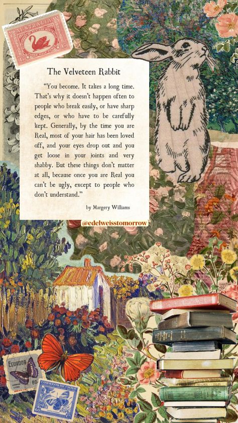 @edelweisstomorrow #vintage #nature #vibes #books #wallpaper #art #quotes #velveteenrabbit #aesthetic #aestheticmoodboard #real Nature, Hippies, Nature Vibes, Velveteen Rabbit, Collage Background, Pop Art Wallpaper, Vintage Collage, Fairytale Art, Vintage Nature