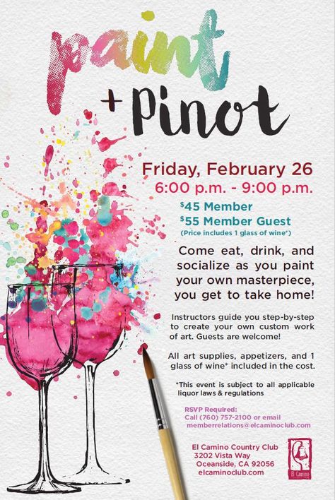 Paint & Pinot Wine Paint Party, Wine And Paint Night, Fundraiser Flyer, Kids Workshop, Wine Painting, Wine Event, Sip N Paint, Creative Workshop, Wine Parties