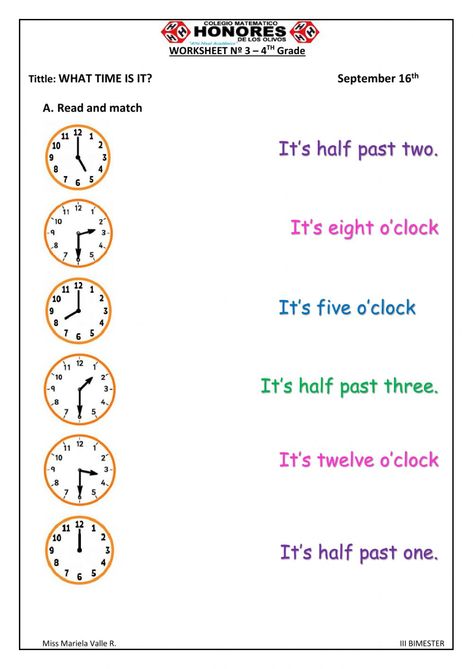 Time Lessons 3rd Grade, Telling Time Third Grade, Maths Clock Worksheets, O'clock And Half Past Worksheets, Worksheet On Time For Grade 2, Clock Worksheet 3rd Grade, Tell The Time Worksheets, Clock Time Worksheet, Math For Third Grade