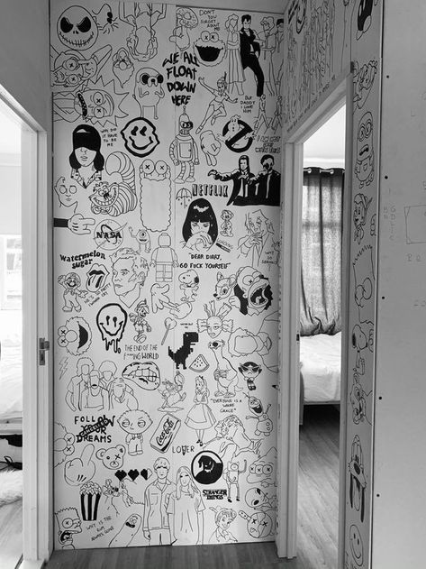 Wall Drawings Bedroom Aesthetic, Grunge Wall Painting Ideas, Fun Things To Paint On Your Wall, Wall Painting Ideas Aesthetic Grunge, Fun Wall Painting Ideas Creative Bedroom, Cool Wall Drawings, Drawing On Walls Bedrooms, Wall Drawing Ideas Aesthetic, Wall Drawing Bedroom Art Ideas