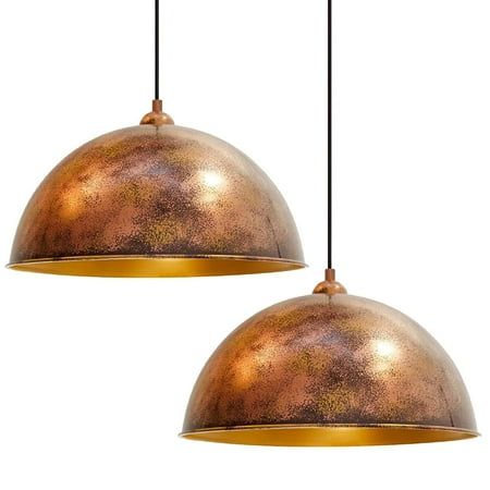 The material of the hand-painted dining room light fixture is metal. The diameter is 11.8" and the height of the pendant light fixtures is 7.8". The color of the rustic pendant lights kitchen island is copper. The inside of the vintage hanging lamp is gold. The socket of the hanging lamp is E26, a maximum of 60 watts, including a light bulb: NO. LED, halogen, and rustic lights can be used in this living room hanging light. The cable of the pendant lamp has a length of 47.2" and can be shortened Boho Light Fixture Dining Rooms, Painted Pendant Light, Antique Kitchen Lighting, Copper Island Lighting, Copper Fixtures Kitchen, Earthy Light Fixtures, Cabin Lighting Ideas, Spanish Light Fixtures, Hanging Kitchen Lights