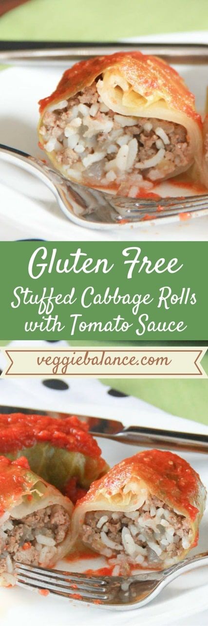 Cabbage Rolls in Tomato Sauce - Gluten Free Recipes | Easy Recipes by Veggie Balance Cabbage Rolls Polish, Brunch Appetizers, Gluten Free Dinner Easy, Cabbage Roll, Cabbage Rolls Recipe, Stuffed Cabbage, Paleo Crockpot, Tomato Sauce Recipe, Beef And Rice