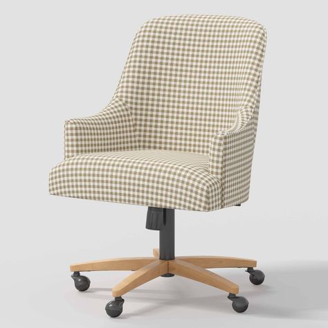 Santa Monica Office Chair Kale Gingham Taupe Cream - Threshold™ designed with Studio McGee Upholstered Office Chair, Studio Mcgee Target, Studio Mcgee, Modern Home Office, New Room, Santa Monica, Home Office Decor, Cozy House, Room Inspo