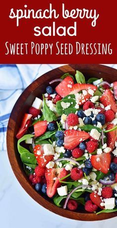 Fresh Spinach Salad, Poppyseed Dressing, Spinach Salad Recipes, Poppy Seed Dressing, Strawberry Spinach, Berry Salad, Spinach Strawberry Salad, Strawberry Salad, Best Salad Recipes