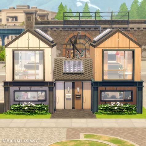 Michaela Sims | Sims 4 Builder ✨🇨🇿 on Instagram: "Eco Duplex ♻️ Two fairly small rental units, each for 2 sims, with identical layout but very different color schemes! The left one is much more girly with a soft pink color scheme, while the other is much darker with black and red accents.  💚 Evergreen Harbor 💚 20x15 💚 $83,959  💚 Origin ID: michaelasimsyt 💚 Speed build on my YT channel, link in bio ________________ 🏷  the sims 4 | the sims 4 house | the sims 4 ideas | sims 4 speedbuild | sims 4 exterior  Game: @thesims | #thesims #thesims4 #sims4 #showusyourbuilds #ts4 #sims4build #simstagram #simsbuild" Sims 4 Exterior, Sims 4 House, Sims 4 House Plans, Sims 4 House Building, Suburban House, Soft Pink Color, Sims 4 Build, Sims 4 Houses, Sims House