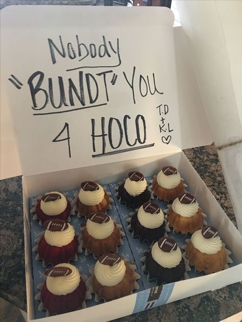 25+ HOMECOMING PROPOSAL IDEAS SHE WON'T SAY NO TO - Stylin by Sarita Food Homecoming Proposals, Cute Homecoming Proposals For A Dancer, Bundt Cake Hoco Proposal, Hoco Proposals Ideas Candy, Hoco Proposals Ideas Food, Food Hoco Proposals, Food Hoco Proposals Ideas, Homecoming Boards, Dance Responses