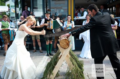 http://stephanrauch.com German Wedding Dress, German Wedding Traditions, Germany Wedding, Leaf Confetti, German Wedding, Brick Backdrops, Traditional Marriage, Wedding Cups, A Log