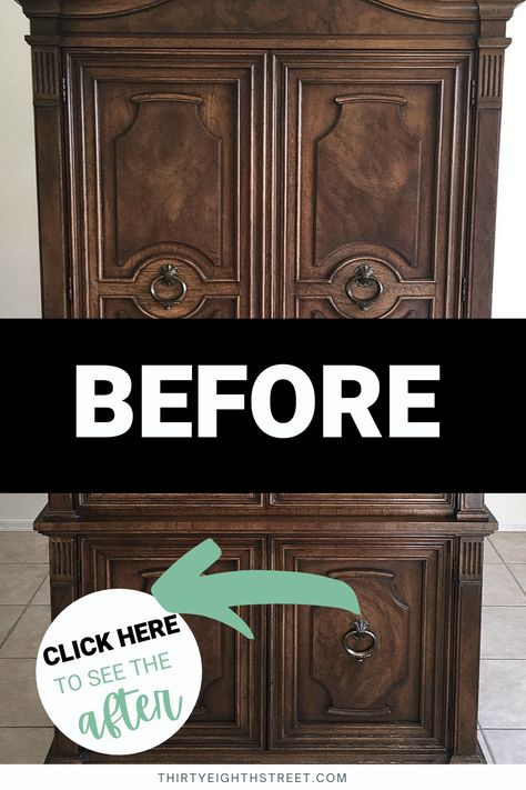 Ornate Furniture Makeover, Furniture On A Budget, French Painted Furniture, Rustic Farmhouse Furniture, Armoire Makeover, Painting Old Furniture, Painted Armoire, Antique Wardrobe, Painted Bedroom Furniture