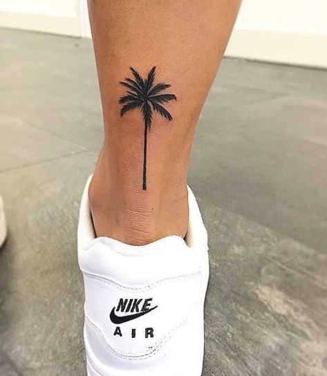 Tattoo, cool tattoo ideas, tattoo design, cat tattoo, flower tattoo, wrist tattoo, floral tattoo Holiday Tattoo, Tree Tattoo Ankle, Palm Tree Tattoo Ankle, 2023 Tattoo, Mens Tattoos, Tattoo Diy, California Tattoo, Petit Tattoo, Palm Tattoos