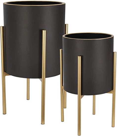 Glam Side Table, Gold Planter, Black Planters, Modern Plant Stand, House Essentials, Metal Planters, Glam Decor, Iron Furniture, Indian Decor