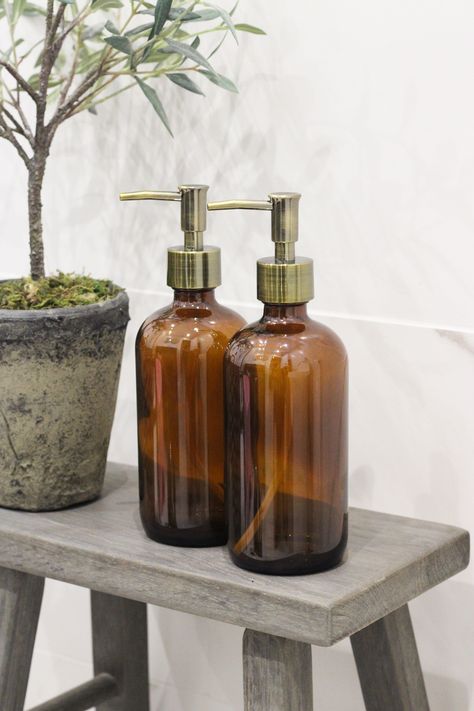 Brown Soap Dispenser, Apartment 2023, Downstairs Loo, Brown Bottles, Hand Soap Dispenser, Refillable Bottles, House Interiors, Linen Closet, Dream Rooms