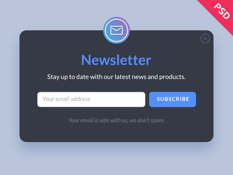 Free Newsletter Form PSD by Guisella Acuña Subscribe To Newsletter Design, Newsletter Signup Design, Newsletter Sign Up Design, Newsletter Section Web Design, Email Marketing Newsletter Design, Ux Landing Page, Subscribe Form, Free Email Templates, Email Tips