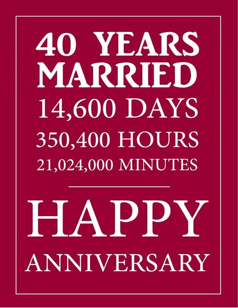 Happy Anniversary 40 Years Marriage, 40 Year Anniversary Quotes, 40th Anniversary Quotes, 40th Anniversary Party Decorations, 40th Wedding Anniversary Party Ideas, 40th Anniversary Decorations, 40th Anniversary Ideas, Anniversary Wishes For Parents, 40 Anniversary