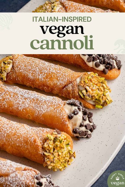 Vegan Cannoli, Sicilian Cannoli, Patisserie Vegan, Ricotta Filling, Vegan Pastries, Vegan Ricotta, Italian Bakery, Vegan Baking Recipes, Sweet Bites