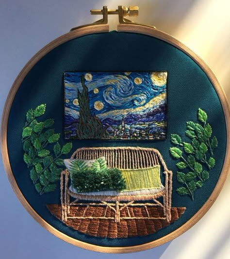 Exquisite Embroideries Capture the Tiny Details That Make Interior Spaces So Magical Diy Embroidery Patterns, Embroidered Art, Pola Sulam, Types Of Embroidery, Creative Embroidery, Cute Embroidery, Sewing Embroidery Designs, 자수 디자인, Hand Embroidery Art