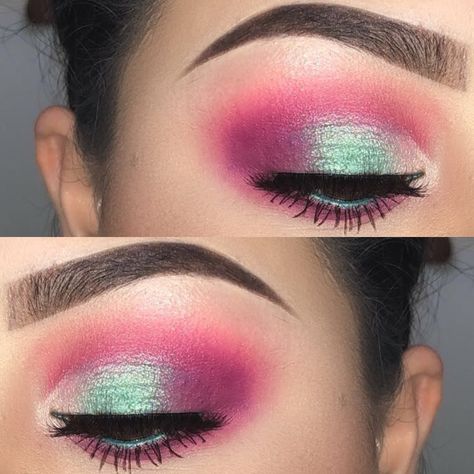 Pink And Mint Eyeshadow Looks, The Zulu Palette Looks, Juvia's Place Culture Palette Looks, Zulu Palette Looks, Juvias Place Looks, Juvia Makeup, Mint Eyeshadow, Trolls Birthday Cake, Everyday Eye Makeup