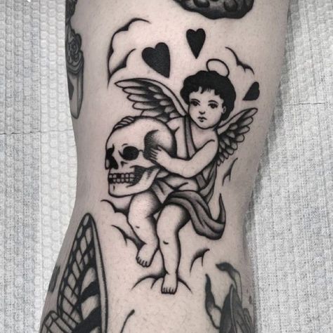 American Style Tattoo, Le Tattoo, Wrist Tattoo Designs, Minimalist Tattoo Ideas, Cherub Tattoo, Instagram Filler, Traditional Style Tattoo, Old School Tattoo Designs, Traditional Tattoo Art