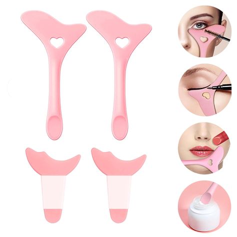 PRICES MAY VARY. 【Multifunctional Eye Makeup Tool】: you will receive 4 pieces of silicone eyeliner stencil tools. The multi-angle curved design help you easily and quickly complete the process of eyeliner, eyebrow pencil, eye shadow, lash brush and eye makeup, or even as a lip ruler, make your lipstick no longer overflow. Also, the handle segment we designed as a mask/cream scoop. 【Easy To use】：This eyeliner helper tools is easy to operate, just follow the prompts to fit the position you need to Winged Eyeliner Stencil, Mascara Shield, Eyeliner Guide, Eyeliner Techniques, Perfect Winged Eyeliner, Eyeliner Stencil, Mask Cream, Eye Makeup Tools, Kajal Eyeliner