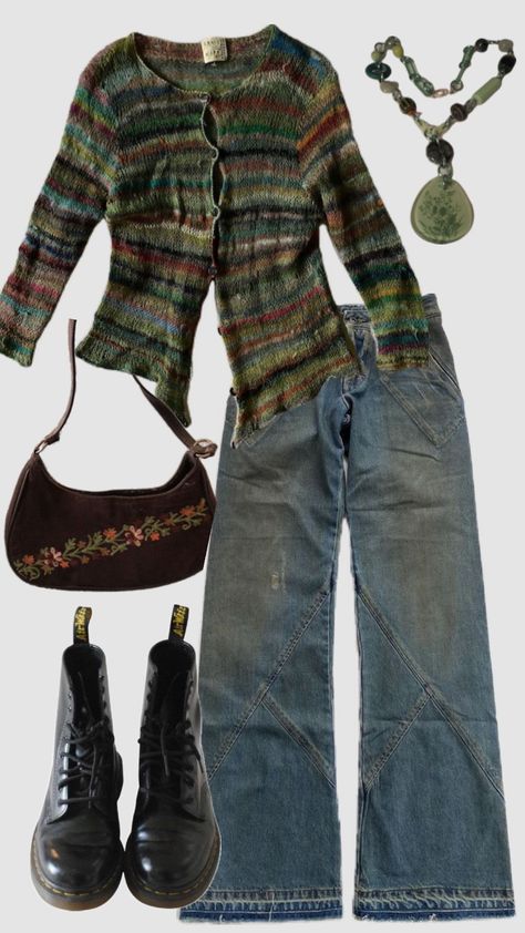 Funky Cool Outfits, Grunge Maximalism Fashion, Thrifted Winter Outfits, Earthy Spring Outfits, Winter Thrift Outfits, Vintage Thrift Finds, Thrift Store Outfits Ideas, Earthy Outfits Winter, 90s Soft Grunge Outfits