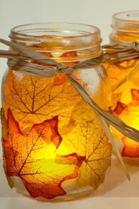 Gobble up the fun with our DIY Thanksgiving crafts guide! 🦃🎨 Explore creative projects that will make your holiday celebration extra special. Ready to infuse your home with festive charm? Click to read and start crafting for a memorable Thanksgiving. Leaf Mason Jar Candle, Fall Mason Jar Crafts, Fall Jars, Diy Fall Decor Ideas, Mason Jar Candle Holders, Diy Fall Decor, Fall Mason Jars, Pretty Candle, Deco Nature