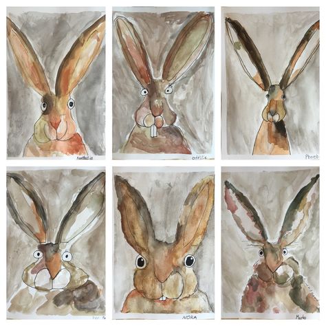 Rabbit Art Project, Rabbit Art For Kids, Rabbit Illustration Art, Easter Art Projects, Watercolor Rabbits, Art 2nd Grade, Rabbits Art, Catherine Rayner, Easter Art Project