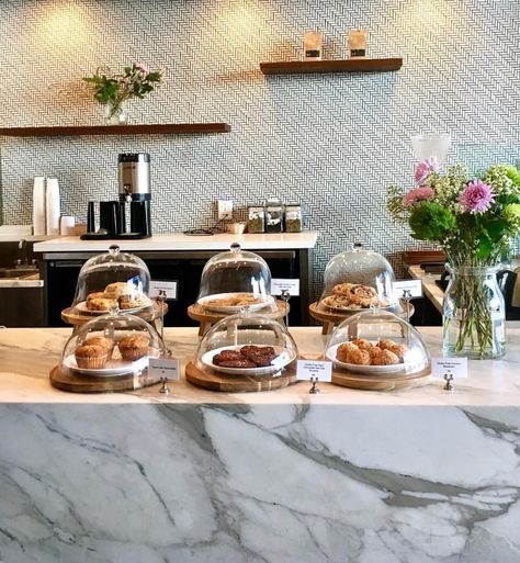 Pastries Coffee Shop, Coffee Shop Counter Ideas Bakery Display, Cafe Counter Ideas Coffee Shop, Coffee Shop Cake Display Ideas, Pastry Display Ideas Coffee Shop, Pastry Case Coffee Shop, Coffee Shop Pastry Display, Scandinavian Interior Coffee Shop, Coffee Shop Food Display