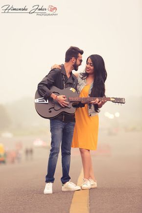 Himanshu Johar Photography "Sunshine of each other! K + T" Love Story Shot - Bride and Groom in a Nice Outfits. Best Locations WeddingNet #weddingnet #indianwedding #lovestory #photoshoot #inspiration #couple #love #destination #location #lovely #places Cute Couple Pics Guitar, Guitar Pose, Guitarist Photography, Dino Love, Varun Tej, Pre Wedding Photoshoot Props, Indian Wedding Photography Couples, Wedding Photoshoot Props, Pre Wedding Shoot Ideas