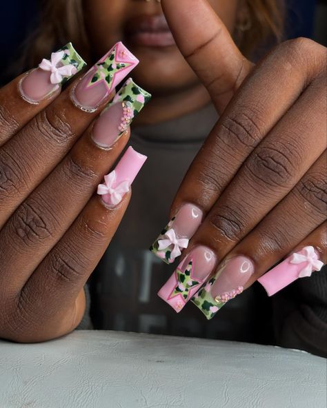 pink camo nails 💚🩷 - if you’re seeing this dm @nails.bydaya_ to book an appt 🤍 - - - - - - - - - - - - #pinknails #girlynails #coquettenails #pinkbow #camonails #camonaildesign #pinkcamo #pinkcamonails #camostar #pinknaildesign #fyp #gelxnails #gelxnailtech #bptnailtech #ctnailtech #ctnails #bptnails #bridgeportnails #bridgeportct #bridgeportnailtech #bridgeportctnailtech #bridgeportctnails #beginner #notaprofessional #justforfun #nailart #naildesigns #nailinspo #nails.bydaya_ #nailsbydaya Pink Camo Nails, Camo Nail Designs, Camouflage Nails, Camo Nails, Pink Nail Designs, Pink Camo, Nail Tech, Pink Bow, Pink Nails