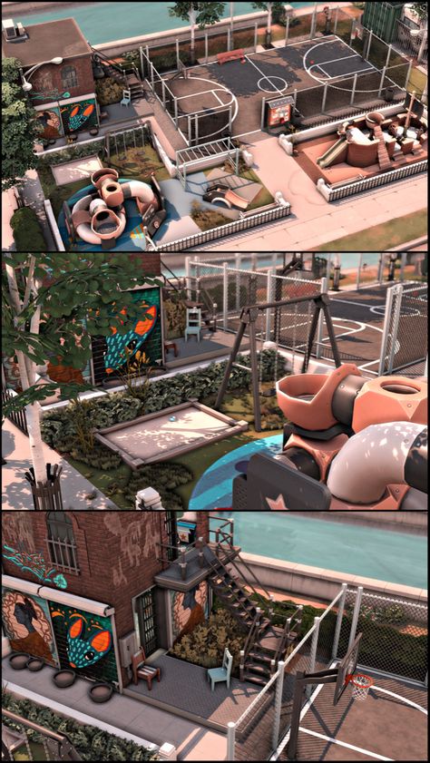 Sims 4 Commercial Builds, Sims 4 Cc Basketball Court, Sims 4 Commercial Lots, Sims 4 Foundry Cove, Sims 4 Playground, Sims 4 Recreation Center, Sims 4 City Cc, Sims 4 Playground Cc, Sims 4 Community Lots Ideas