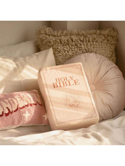 Matthew 6 Beige Bible Plush Throw Pillow Toy With Holly Khaki Bible Pillow That Opens Christian Bible Book PillowI discovered amazing products on SHEIN.com, come check them out! Bible Pillow, Christmas Wallpaper Ipad, Holly Bible, Modern Decorative Pillows, Bible Book, Book Pillow, Pinterest Room Decor, Matthew 6, Pillows Flowers