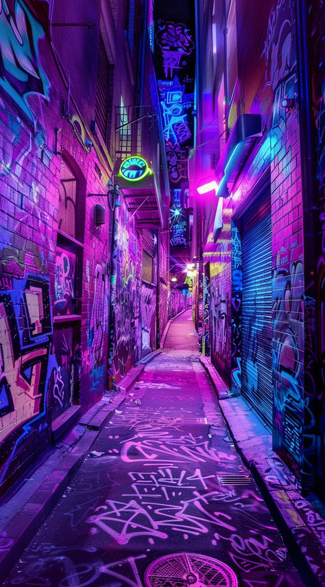 Neon Horror Wallpaper, Night City Aesthetic Cyberpunk, Neon Stage Design, Cyberpunk Plants, Cyberpunk Aesthetic City, Cyberpunk City Aesthetic, Cyberpunk City Wallpaper, Dark Neon Aesthetic, Tokyo Graffiti