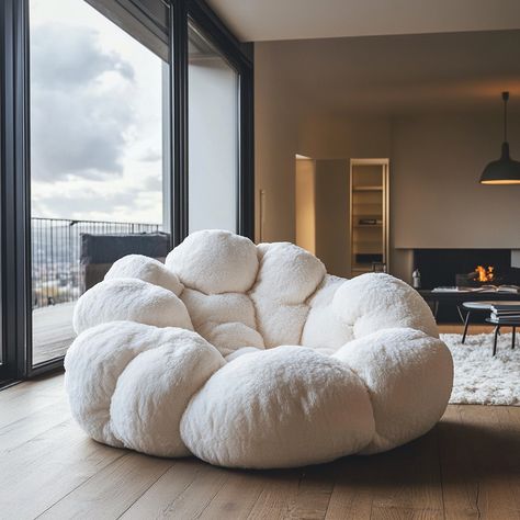 The Cloud Bean Bag is a plush, cloud-shaped seat that brings ultimate comfort and relaxation to any space. Designed to resemble a soft, fluffy cloud, its rounded, gentle contours and cushioned form cradle your body, offering a cozy place to lounge. Made from premium, breathable fabric and filled with high-density foam, this bean bag molds to your shape, providing ergonomic support. Perfect for reading, napping, or simply unwinding, the Cloud Bean Bag adds a whimsical, nature-inspired touch to... Bean Bag Chair Aesthetic, Bean Bag Aesthetic, Museum Workshop, Fluffy Bean Bag Chair, Cloud Chair, Huge Bean Bag, Fluffy Chair, Giant Bean Bag, Fitzwilliam Museum