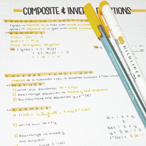 Composite Functions Notes, Inverse Functions Notes, Inverse Functions, Math Notes, Notes Inspiration, Cute Notes, School Study Tips, Study Inspiration, Study Tips