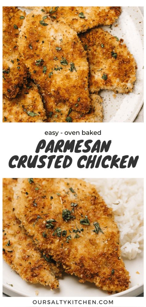 Chicken Crusted Parmesan Recipe, Lemon Parmesan Crusted Chicken, Essen, Easy Parmesan Crusted Chicken Baked, Parmesan Crusted Chicken No Bread Crumbs, Baked Chicken Recipes Parmesan, How To Make Parmesan Crusted Chicken, Keto Crusted Chicken, Simple Parmesan Chicken