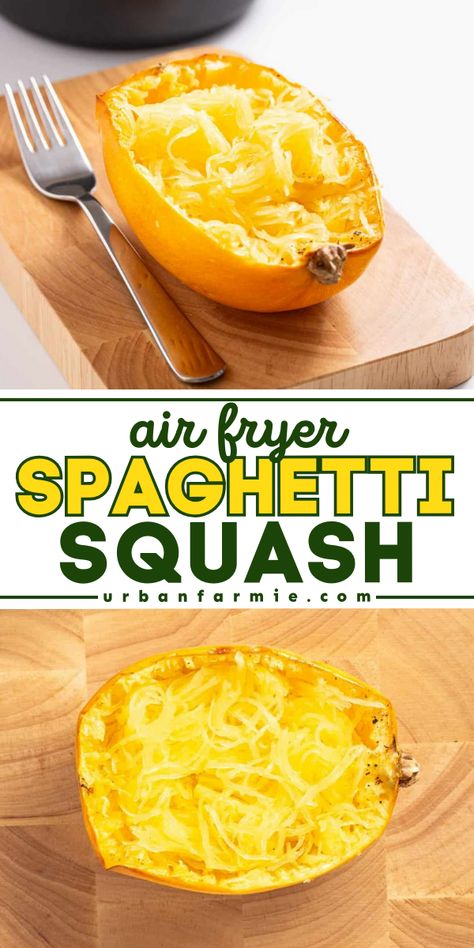 This air fryer spaghetti squash is a quick, healthy side dish that turns out perfectly tender every time. Ready in just 30 minutes! Air Fryer Spaghetti Squash, Air Fryer Spaghetti, Airfry Recipes, Cooking Spaghetti Squash, Low Carb Noodles, Cooking Spaghetti, Squash Vegetable, Squash Recipe, Spaghetti Squash Recipes