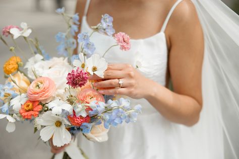 Ceremony Wedding Flowers, Wild Flower Arch, Wedding Dress And Bouquet, Isle Flowers, Small Wedding Bouquets, Peach Bouquet, Bridal Bouquet Spring, Orange Bouquets, 2025 Wedding