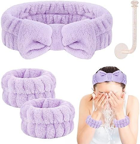 CERETIA Face Wash Headband and Wristband Set, Wrist Towels for Washing Face with Holder Microfiber Wristbands for Washing Face Absorbent Spa Wristbands Wrist Scrunchies Face Washing Wristbands ,... Cloth Hairband, Facial Headband, Fleece Headbands, Purple Headbands, Washing Face, Grey And Coral, Facial Cleaning, Blue Headband, Spa Headband