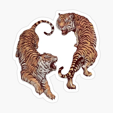 Tiger Yin Yang, Tiger Sticker, Yakuza Tattoo, Tiger Drawing, Japanese Stuff, Drawing Clipart, Vintage Icons, Tiger Design, Ukiyo E