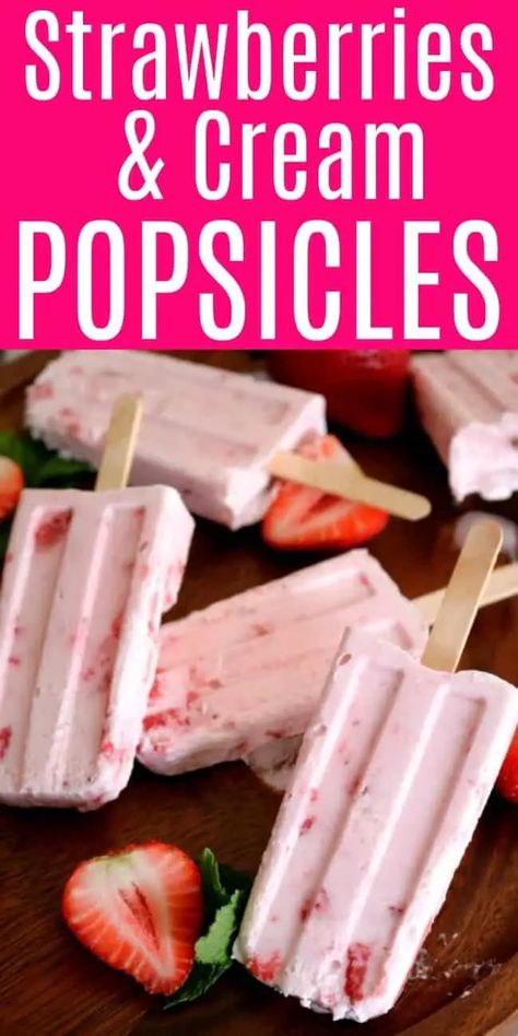 Home Made Popsicles Healthy, Best Strawberry Recipes, Healthy Popsicle Recipes, Strawberry Popsicles, Strawberry Things, Fresh Strawberry Recipes, Healthy Popsicles, Yogurt Popsicles, Recipes For Summer