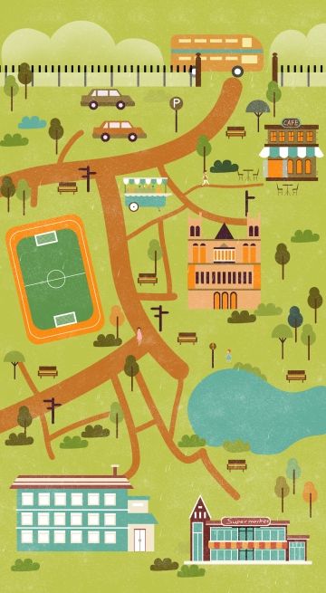 Map Creator, Travel Collage, Campus Map, School Illustration, Building Illustration, School Campus, Starting School, Font Illustration, Graphic Design Background Templates